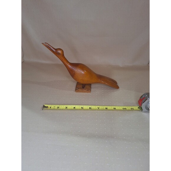 Vintage Wood Carved Bird Roadrunner Shaped 10" Tall x 6" Wide Art Deco - Picture 9 of 10